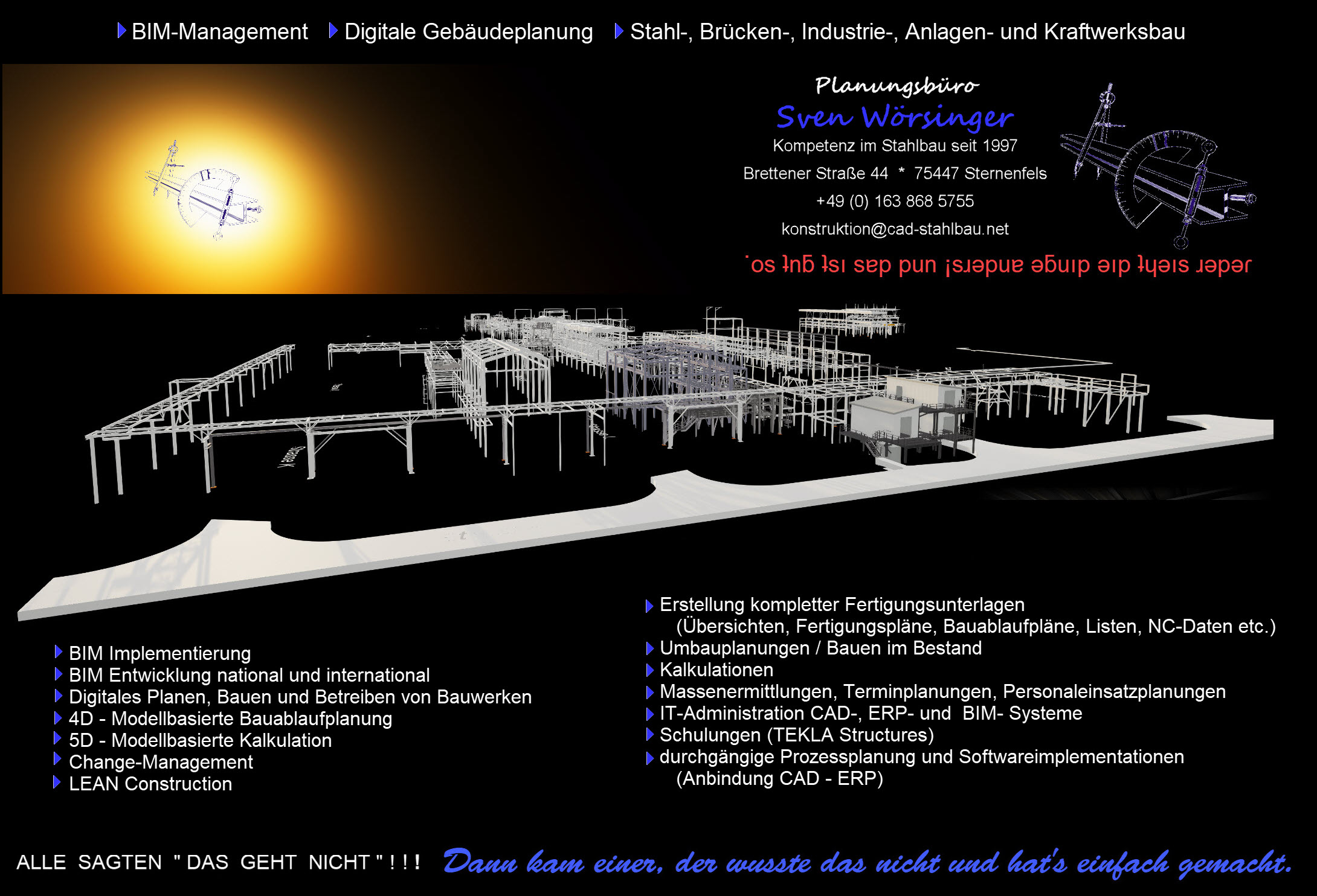 CAD - STAHLBAU . NET  -  Planungsbüro Sven Wörsinger  -  Ihr Partner für Planung rund um Stahlbau....